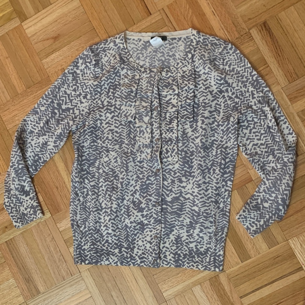 NWOT J. Crew Patterned Cardigan / Gray & Cream Women’s Size Small